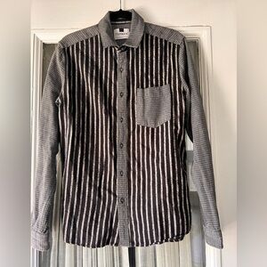 Men's Black and Gray Striped Shirt